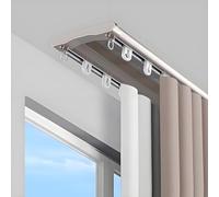 Générique Système de Tringle à Rideaux, Double Rail Silencieux à Fixation Plafond - Alliage d'aluminium, pour Rideaux et voilages, 600 cm (19,7 pi), Couleur Champagne, id