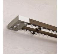 Générique Système de Tringle à Rideaux Murale silencieuse, Aspect Bois, Double Rail en Alliage d'aluminium, coulisseau latéral réglable, Options de poulie Simple ou Double, 2,4 m (7,9 pi), Couleur A