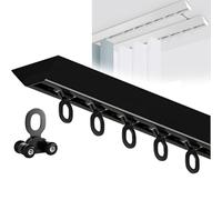 Générique Système de Tringle à Rideaux Robuste en Forme de V - Rail de séparation de pièce à Fixer au Plafond pour Rideaux, séparation d'espace, 100 cm, Couleur Noire, id