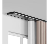 Générique Système de Tringle à Rideaux, Tringle de Plafond silencieuse en Aluminium pour Rideaux - Double Tringle réglable pour Baie vitrée, 80 cm / 2,6 pi, Noire, idéale pour Les Rideaux occultants,