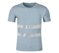 Générique T Shirt de Travail Chantier Entrepôt Vélo Homme Manches Courtes Col Rond Coupe Droite Matière Polyester Aérée Bandes Réfléchissantes Contrastées 2026 Tenue Facile à Associer Grey XL