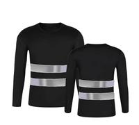 Générique T-Shirt réfléchissant Haute visibilité pour Hommes Chemise de Travail à Manches Longues Parfait pour la sécurité Nocturne et Les Chantiers Professionnels (Black, XXL)