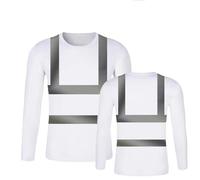 Générique T-Shirt réfléchissant Haute visibilité pour Hommes, Chemises en à Manches Longues, Chemise de Travail (White, S)