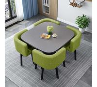 Générique Table à Manger avec 4 Chaises Ensemble Table et 4 Chaises Encastrables Carré Round Conference Table Table Ronde avec 4 Chaises Table et Chaises Salle Manger pour Salon Cuisine,S,80cm/31.5in