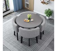 Générique Table à Manger avec 4 Chaises Ensemble Table et 4 Chaises Encastrables Carré Round Conference Table Table Ronde avec 4 Chaises Table et Chaises Salle Manger pour Salon Cuisine,W,80cm/31.5in