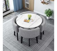 Générique Table à Manger avec 4 Chaises Ensemble Table et 4 Chaises Encastrables Carré Round Conference Table Table Ronde avec 4 Chaises Table et Chaises Salle Manger pour Salon Cuisine,C,80cm/31.5in