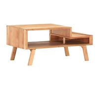 Générique Table Basse 100x50x45 cm Bois d'Acacia Massif | Compartiment de Rangement, Fabriqué à la Main, Veines de Bois Uniques, Facile à Assembler