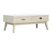 Générique Table Basse 110x50x40 cm Gris Sculpté 2 Tiroirs | MDF et bois de pin, robuste, rangement pour livres et télécommandes, facile à assembler