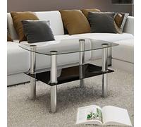 Générique Table Basse avec 2 étagères Verre Meubles Tables Tables Basses et Tables d'appoint Tables Basses (Poids 9.2KG)