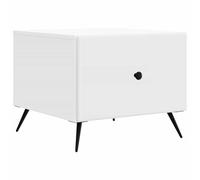 Générique Table Basse avec Tiroir Blanc 49 x 50 x 40 cm Bois d'Ingénierie | Design vintage, tiroirs avec boutons noirs, pieds effilés, rangement magazines et livres, salon