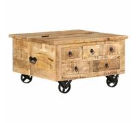 Générique Table Basse Bois de manguier Brut 70 x 70 x 40 cm, Meubles, Tables, Tables Basses et Tables d'appoint, Tables Basses, Brun, (Poids 31KG)