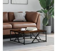 Générique Table Basse Carree 70 cm Bois Ingenierie Chene Fume | Cadre Metal Robuste, Surface Lisse, Resistance Humidite, Table Salon