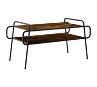 Générique Table Basse Chêne Fumé 100 x 50 x 51 cm Bois d'Ingénierie | Étagères ouvertes deux niveaux,poignées latérales intégrées,cadre en acier,usage quotidien,entretien facile