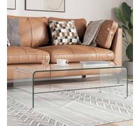 Générique Table Basse en Verre Trempé Clair avec Étagère 98x45x31 cm - Design Minimaliste pour Séjour Moderne Idéale pour Livres et Magazines