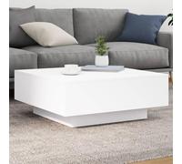 Générique Table Basse Moderne avec Lumières LED - 80x80x31 cm Bois d'Ingénierie Blanc Design Polyvalent pour Salon Espaces de Vie Contemporains et Ambiances Festives