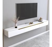 Générique Table Console d'entrée avec Base en métal, étagère Fine à Placer derrière Le canapé, Meuble TV Mural Moderne avec Rangement, Blanc Brillant et Or, Console multimédia pour Salon, 160 cm.