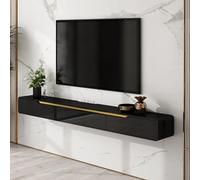Générique Table Console d'entrée avec Base en métal, étagère Fine à Placer derrière Le canapé, Meuble TV Suspendu avec étagère Murale Brillante, Centre multimédia Moderne avec Rangement, Meuble TV et