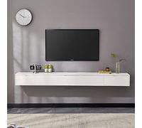 Générique Table Console d'entrée avec Base en métal, étagère Fine à Placer derrière Le canapé, Meuble TV Mural Blanc Flottant avec 2 tiroirs en Bois Massif, Meuble TV Moderne de 120/140 cm.