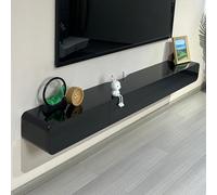 Générique Table Console d'entrée avec Base en métal, étagère Fine à Placer derrière Le canapé, Meuble TV Mural Flottant Noir Brillant Moderne avec Rangement, 160 cm, Centre multimédia élégant pour Le