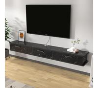 Générique Table Console d'entrée avec Base en métal, Table de Couloir Mince derrière Le canapé, étagère d'entrée, Support TV Suspendu Mural avec Porte Rabattable - Console TV Moderne à Rayures Noires