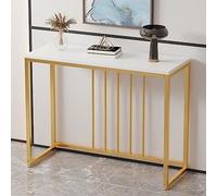 Générique Table Console, Table d'appoint étroite pour Salon avec Plateau en Bois et Structure en métal, Bureau pour Plantes d'entrée, Hall, Couloir ou Bureau (Blanc doré,