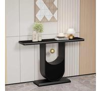 Générique Table Console, Table d'entrée étroite avec Base en métal, Bureau d'appoint Chic pour Salon, Hall d'entrée et décoration (Noir, 100 cm/39,4 po)