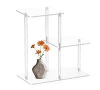 Générique Table d'appoint en Acrylique - carrée à Trois Niveaux, présentoir Transparent, étagère d'appoint Moderne | Conception de empilable cristalline, Structure de Panneau et résistante aux r