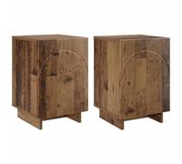 Générique Table de Chevet 2 Pièces Bois Ancien 33,5 x 34,5 x 50 cm | Meuble de nuit rectangulaire,porte à charnière 90 degrés,usage intérieur,fixation murale fournie