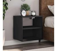 Générique Table de Chevet Murale Noir 40x31x39,5 cm, Table de Nuit Murale en Bois d'ingénierie avec Cadre métallique, étagère Flottante de Rangement pour Chambre, Dessus Robuste pour Lampe
