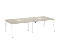 Générique Table de réunion modulable avec Extension chêne Gris L 280 x P 126 cm - Piétement métal - Arch (Blanc)