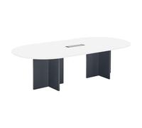 Générique Table de réunion modulable avec Extension L 260 cm Plateau Blanc piètement Croix Plein Bois Essens (Anthracite)