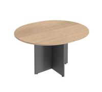 Générique Table de réunion Ovale L 140 cm Plateau chêne Clair Pieds Croix Essens (Anthracite)