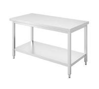 Générique Table INOX Centrale Professionnelle 140 x 70 cm - avec Étagère - Plan de Travail Cuisine