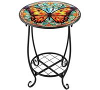 Générique Table Ronde pour Patio | Bureau en métal décoré avec Un Motif Animal | Table Basse pour Usage à l'extérieur | pour porches, terrasses, balcons, Jardins, Salons et