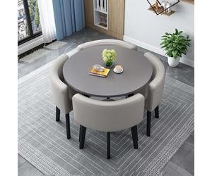 Générique Table Ronde Salle Manger Table Chaise Encastrable Ensemble Table À Manger Une Table Quatre Chaises Table de Club de Salle de Réception de Bureau Prend Peu de Place et Est,031,80cm/31.5in