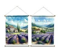 Générique Tableau Décoration murale 76x60cm Toile enroulable Set de 2 sur Baguette bois Design Lavande Provence