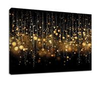Générique Tableau Decoration Murale Abstrait - Impression sur Toile avec Cadre en Bois 40 x 30 cm, Noir Rêveur Bokeh Texture - Peinture Décoration Murale Horizontale pour Salon, Chambre, Cuisine