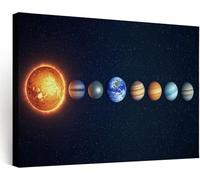 Générique Tableau Decoration Murale, Moderne Decoration Maison, Impression sur Toile Planètes Système Solaire Galaxie, Grande Décoration pour Chambre Garçon Bureau Salle de Jeux 90x60 cm