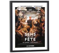 Générique Tableau film Le sens de la fête 30 x 40 cm avec cadre en bois noir inclus - Affiche cinema français vintage