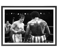 Générique Tableau film Rocky 70 x 50 cm avec cadre en bois noir inclus - Affiche décoration cinéma noir et blanc