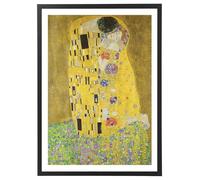 Générique Tableau Gustav Klimt, Le baiser 50 x 70 cm - Affiche Reproduction avec cadre en bois noir inclus