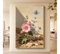 Générique Tableau Mural Floral Fleur Rose Peinture À L'Huile 100% Peinte À La Main Œuvre D'Art Esthétique Originale Sans Cadre Pour Salon Décoration Intérieure Moderne 100 X 160 Cm (39 4 X 63 Pouces)
