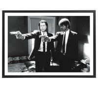 Générique Tableau Pulp fiction 70 x 50 cm avec cadre en bois noir inclus, Affiche de film culte cinéma noir et blanc