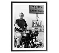 Générique Tableau Steve McQueen Moto noir et blanc cinéma affiche 50 x 70 cm cadre inclus