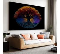 Générique Tableau Vintage Nœud Celtique Arbre de Vie Art Mural sur Toile 140L x 70l cm, Tableau sur Toile Art Abstrait Poster Sans Cadre - Déco Intérieur Peinture pour Salon Chambre Salle de Bain
