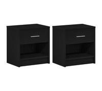 Générique Tables de Chevet 2 Pcs avec Tiroir Noir 39x28x41 cm | Bois d'ingénierie,tiroir et compartiment ouvert,fixation murale incluse,chambre,livres et magazines
