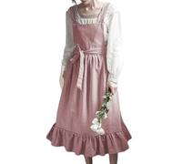 Générique Tablier à volants réglable de styles rétro avec poches robe chasuble en lin et coton pour les ménagères et les amateurs de cuisine Tablier réglable