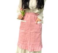 Générique Tablier de taille à volants en coton et lin avec poche pour femmes, demi-tablier de fleuriste de jardin élégant pour la cuisine et le service de pâtisserie