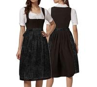 Générique Tablier demi-lacé pour femme, costume traditionnel bavarois de l'Oktoberfest, pour déguisement de fête (Black, S)