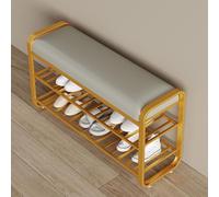 Générique Tabouret de Rangement pour Chaussures, 2 Niveaux, Fer et Cuir, Banc d'entrée